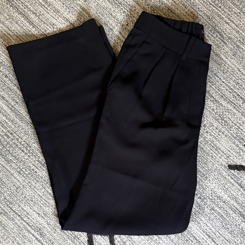 Quince Stretch Crepe Pleated Wide Leg Pants
